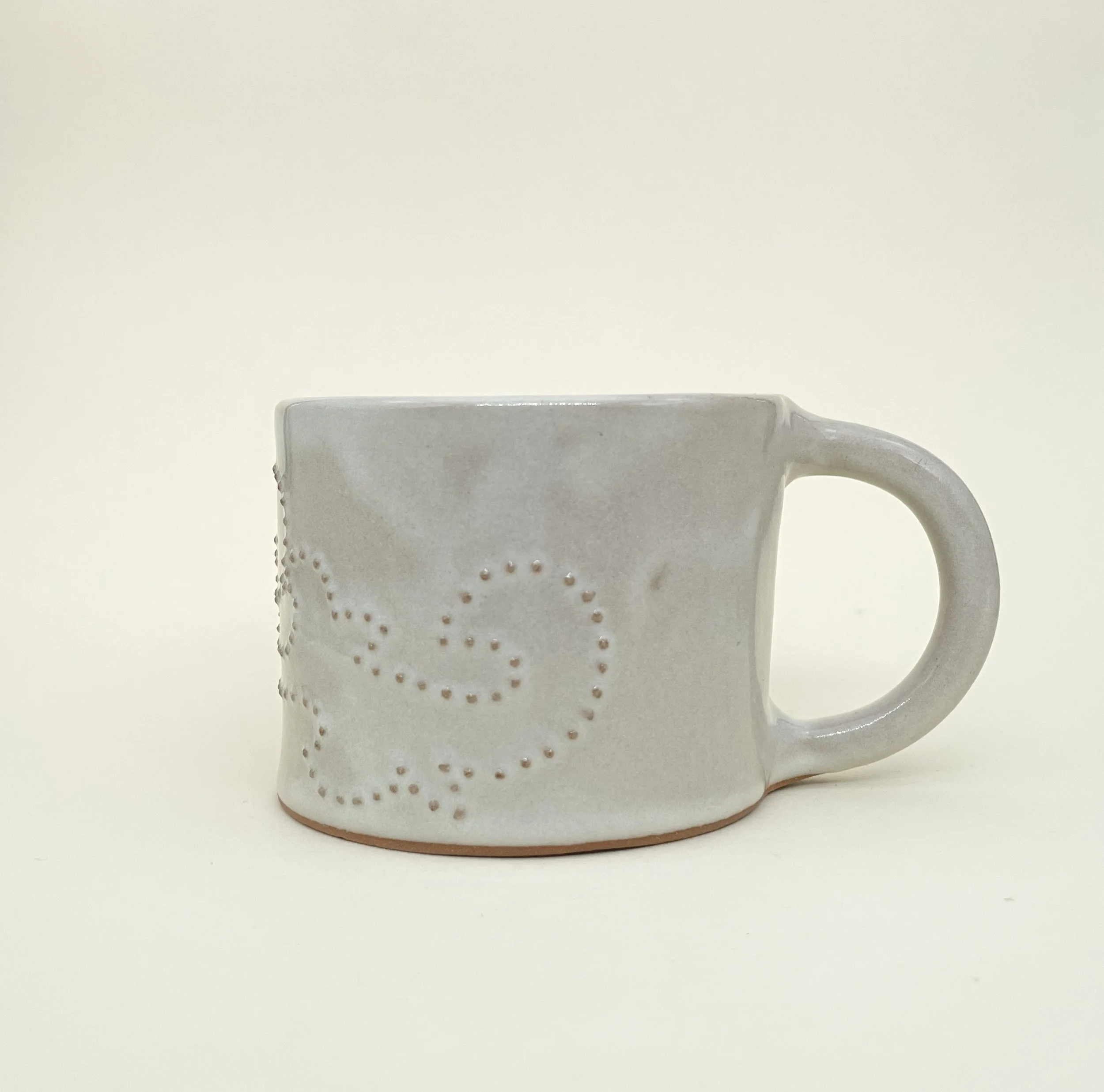 Floral Decal Mug, Ceramic Mug, embossed dot details, Decoration Saves