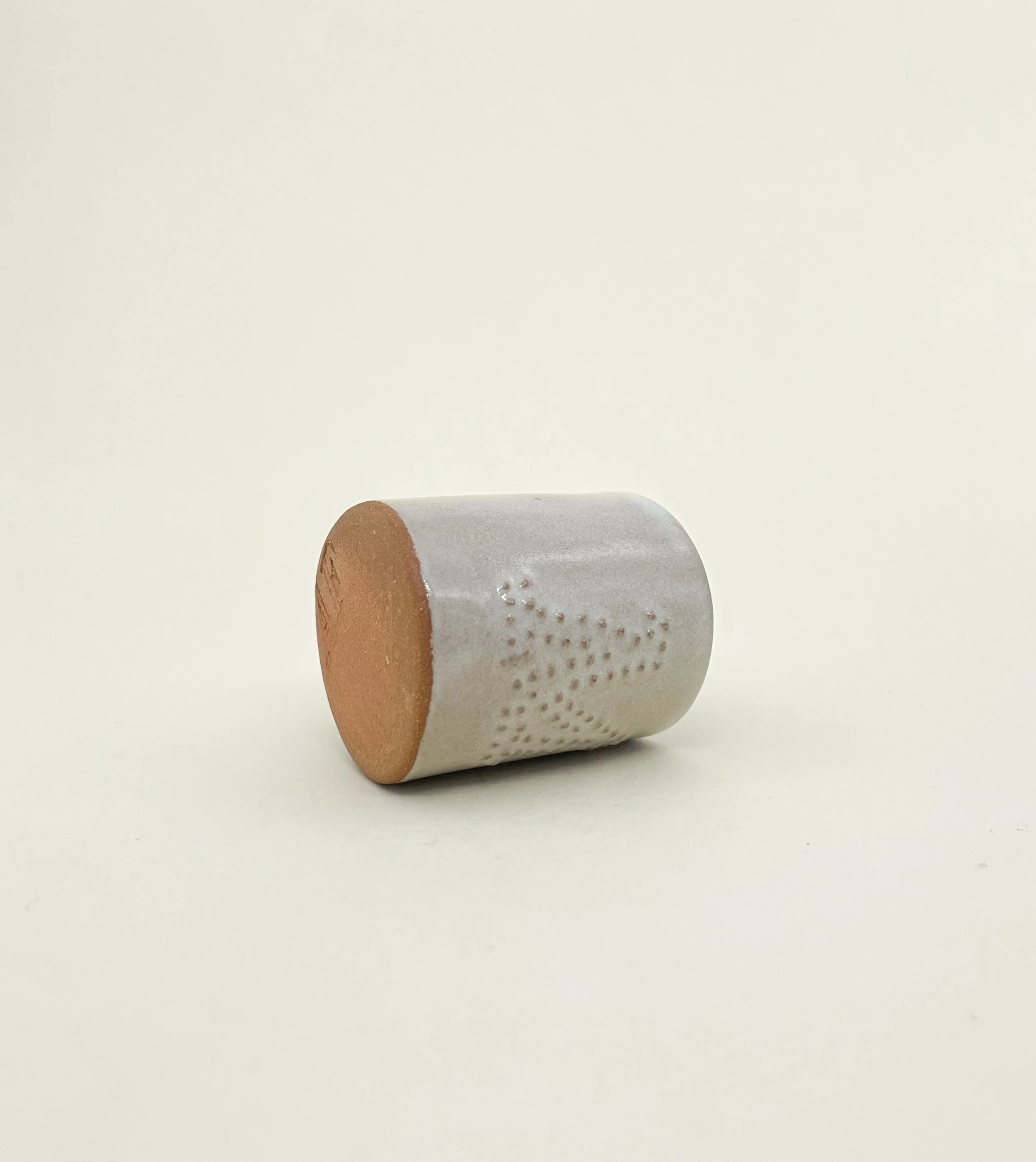 M Shot Glass, Ceramic Shot Glass, embossed dot details, Decoration Saves