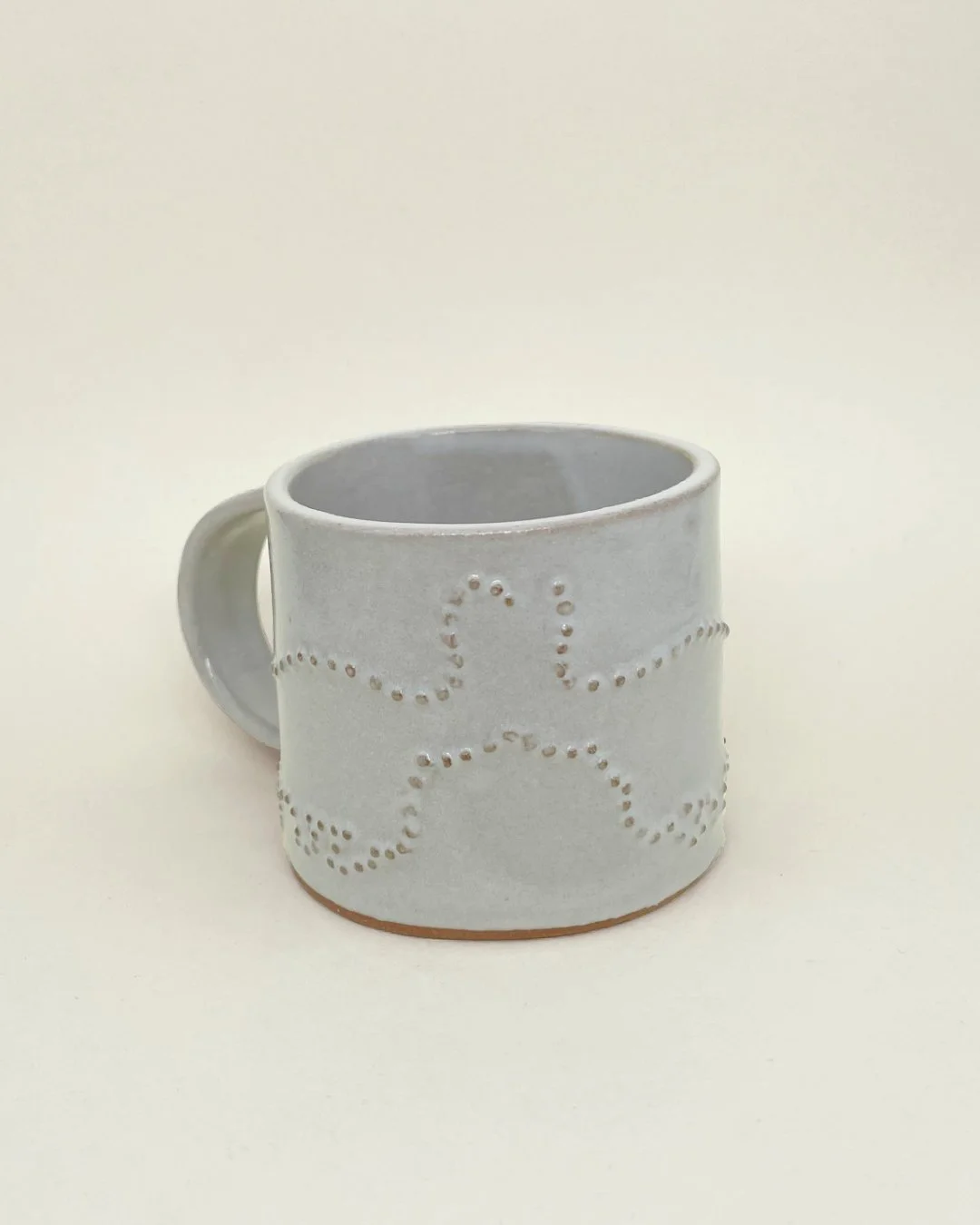 Ceramic Mug, Zebidee #2, white gloss glaze, embossed dot detail, Decoration saves.jpg