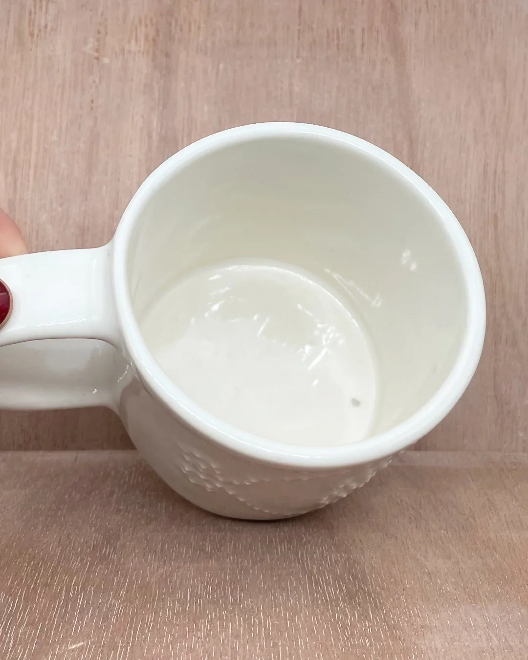 Adorned Heart Mug, Ceramic Mug, white clay and white glaze, embossed dot details, Decoration Saves