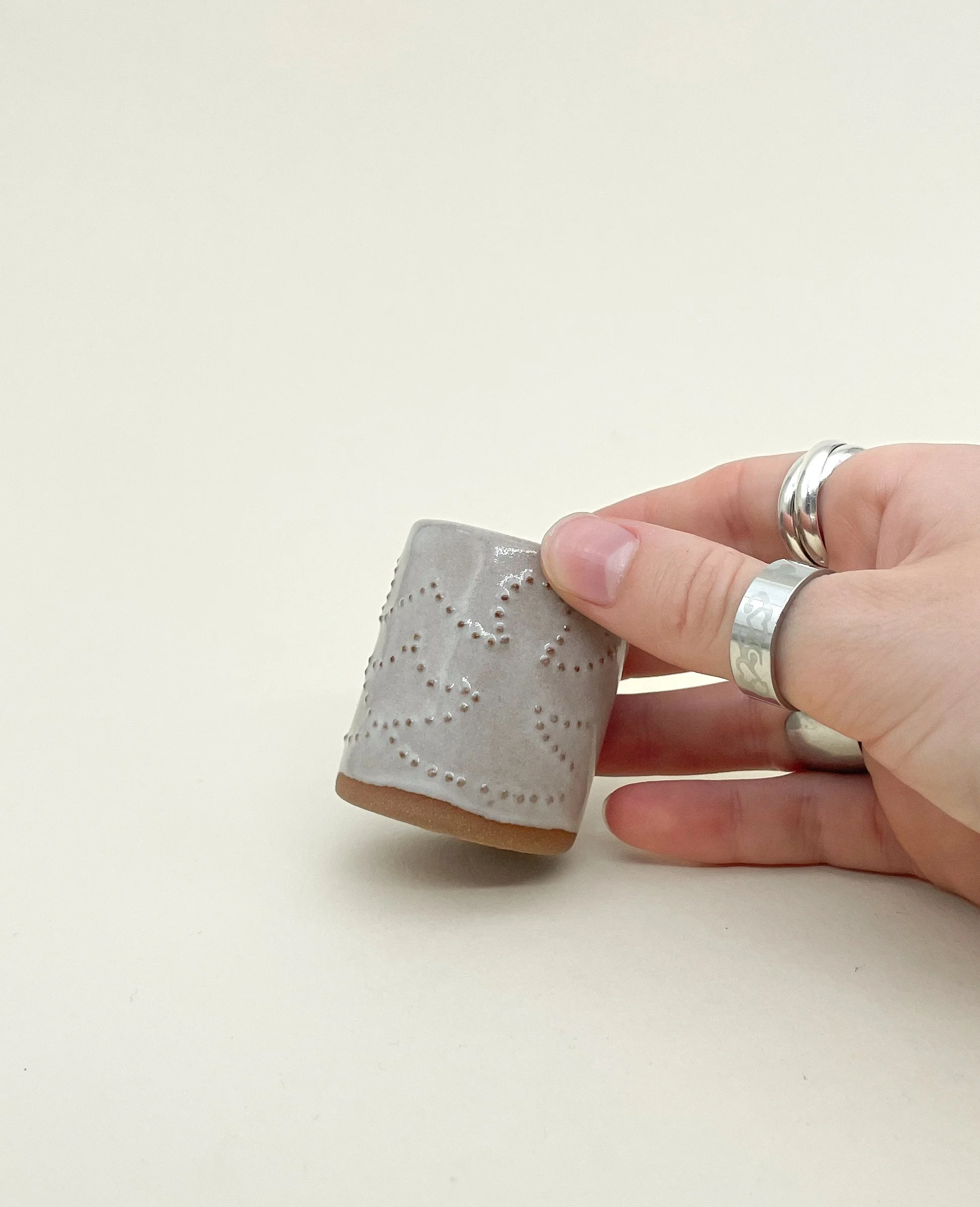 Paper Angel Shot Glass, Ceramic Shot Glass, embossed dot details, Decoration Saves
