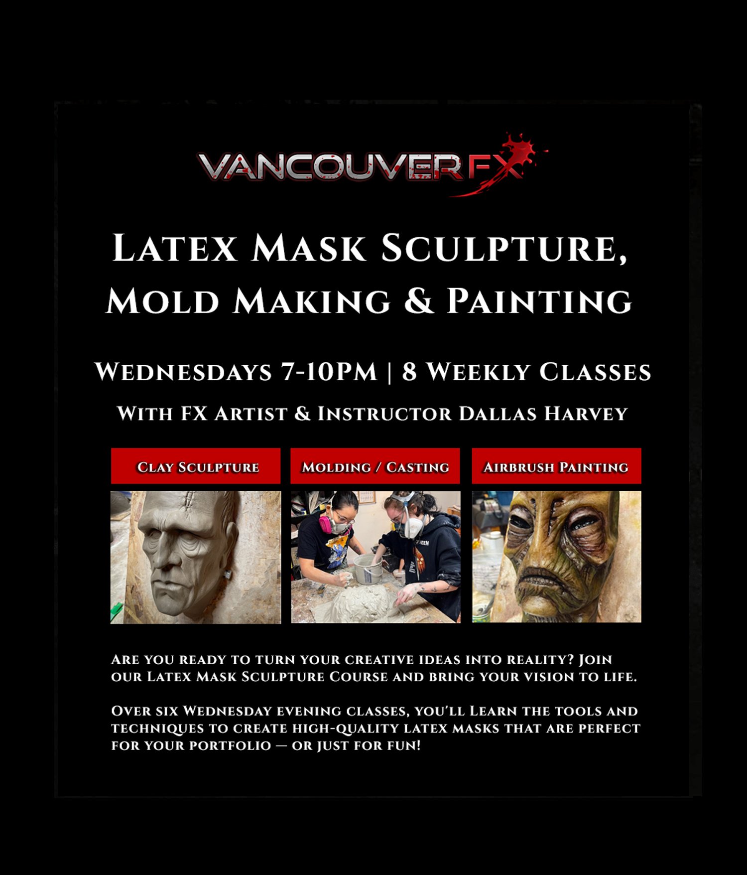 Latex Mask Sculpture, Mold Making & Painting