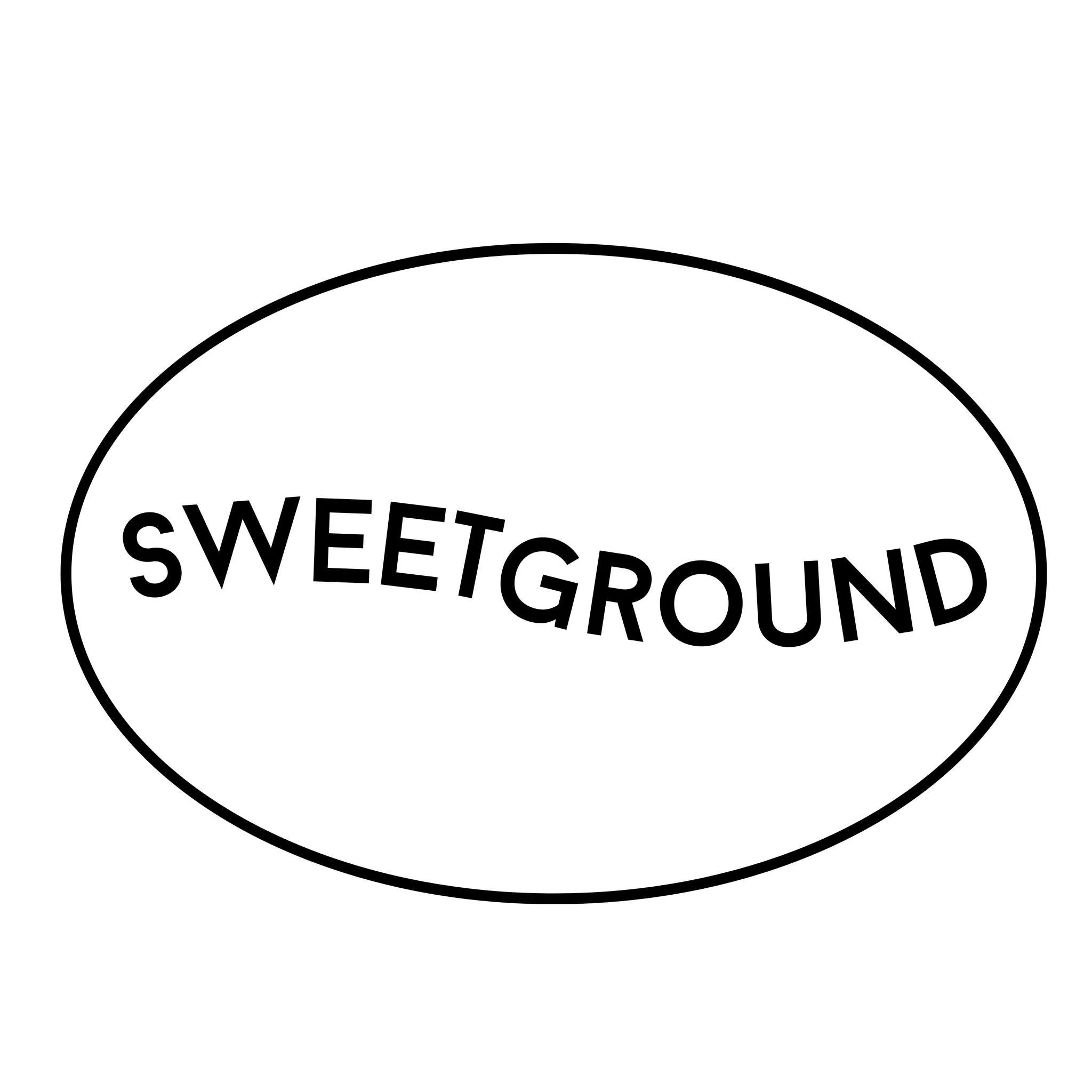 Close-up of a circular badge with the words 'SWEET GROUND' inside.