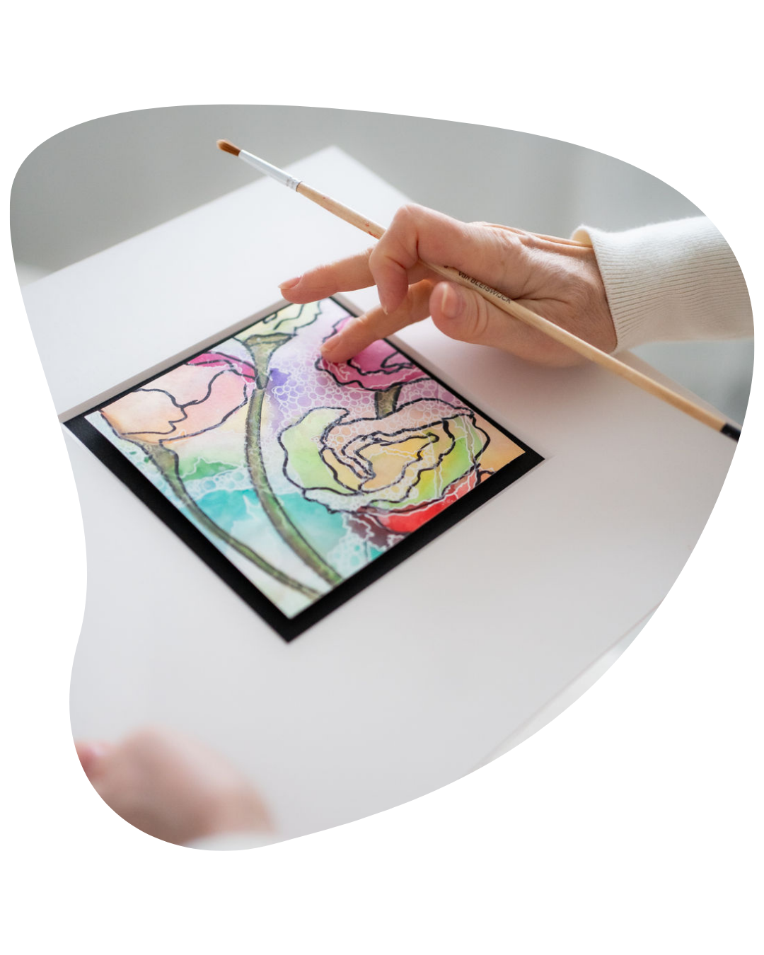 Bild gemalt mit Wasserfarbe und Blume