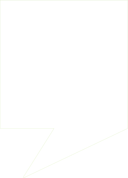 A large empty white speech bubble with a black background.