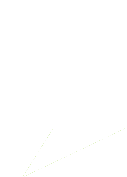 A white speech bubble with a black tail on a black background.