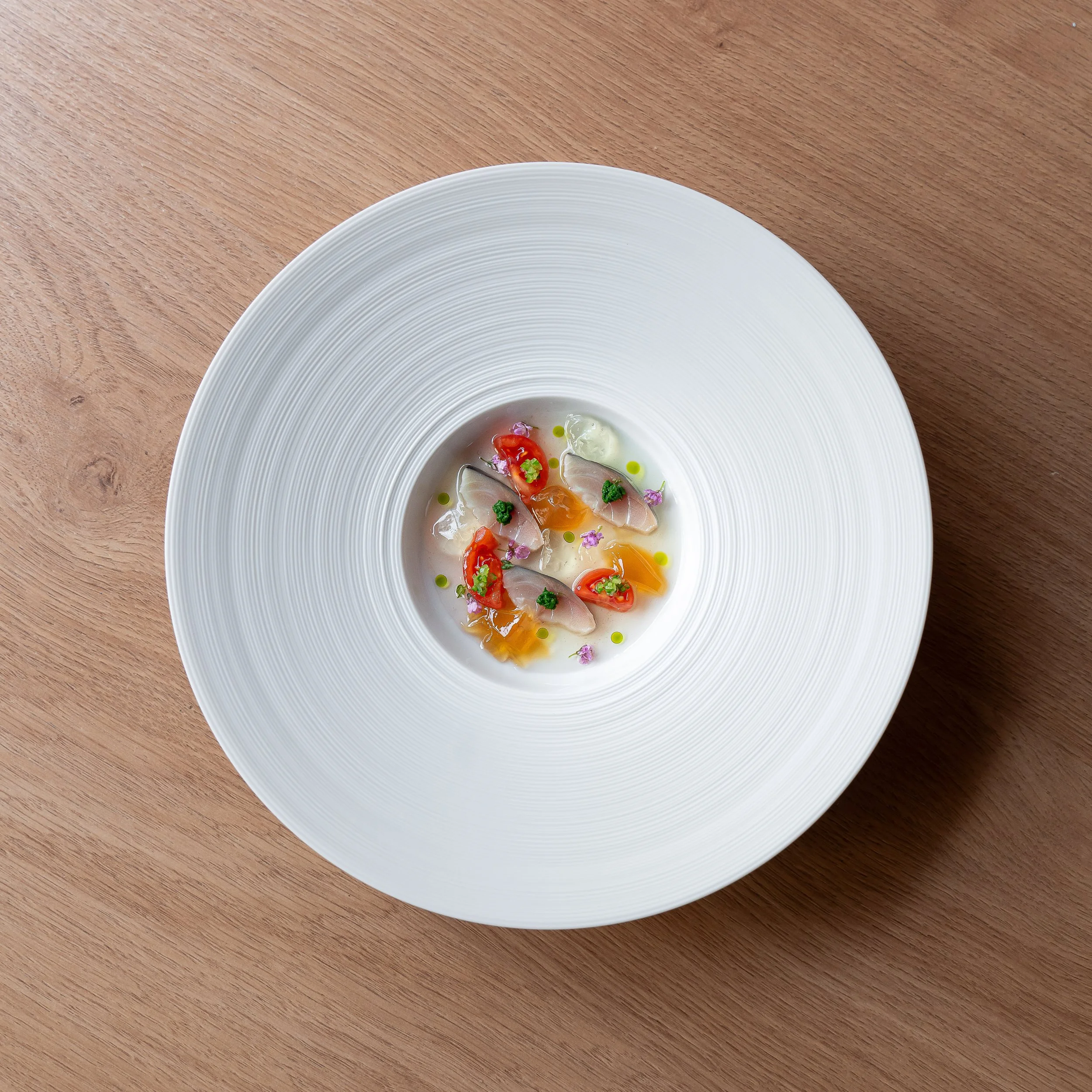 Mackerel, Tomatoes and Sambaizu Jelly - Omakase