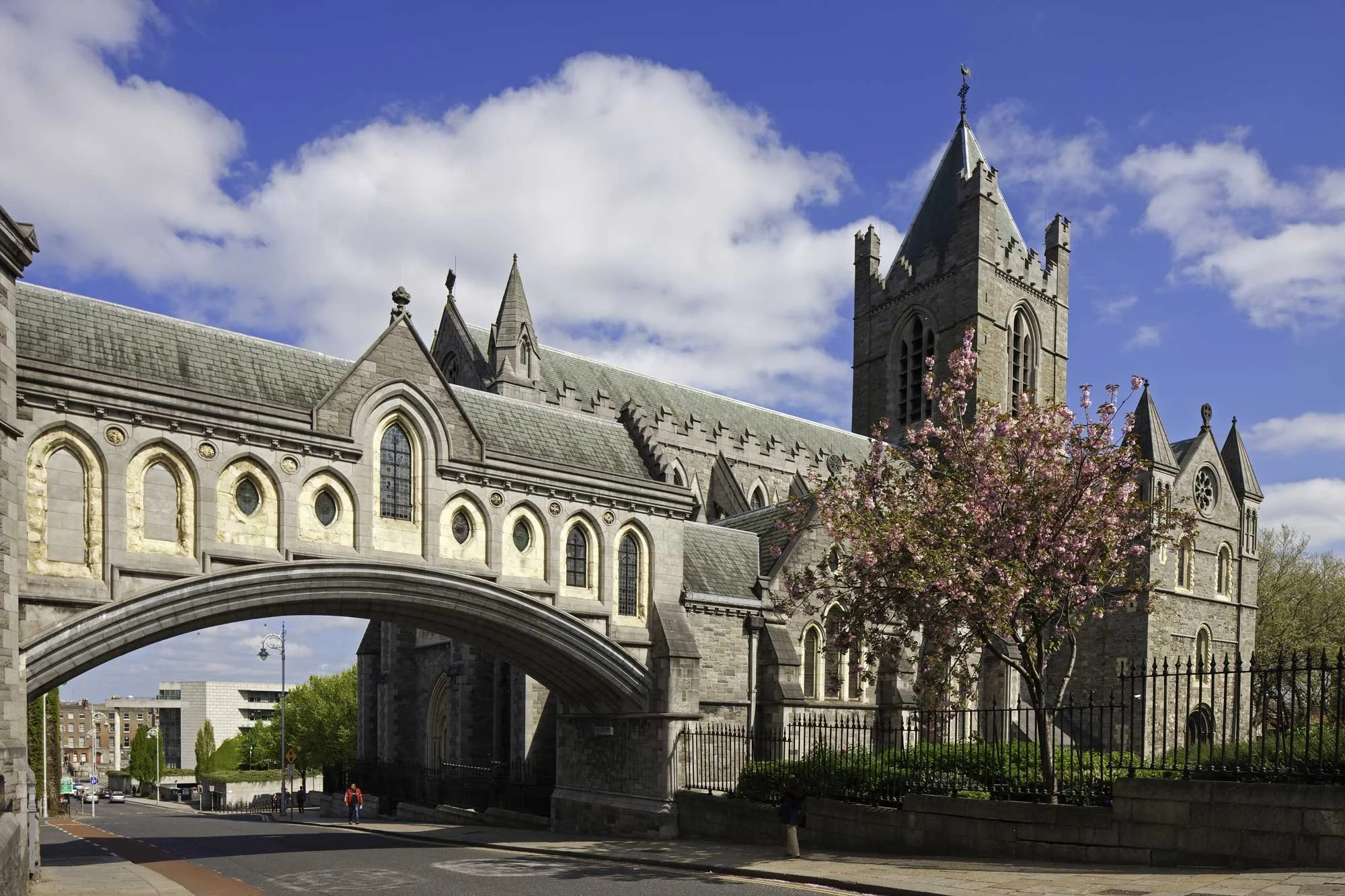 a gritty view of Dublin with Christchurch Cathedral in the central background