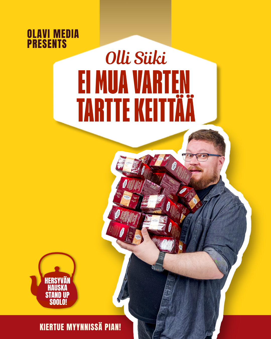 olli siiki ei mua varten tartte keittää stand up soolo esitys stand up kiertue olavi comedy
