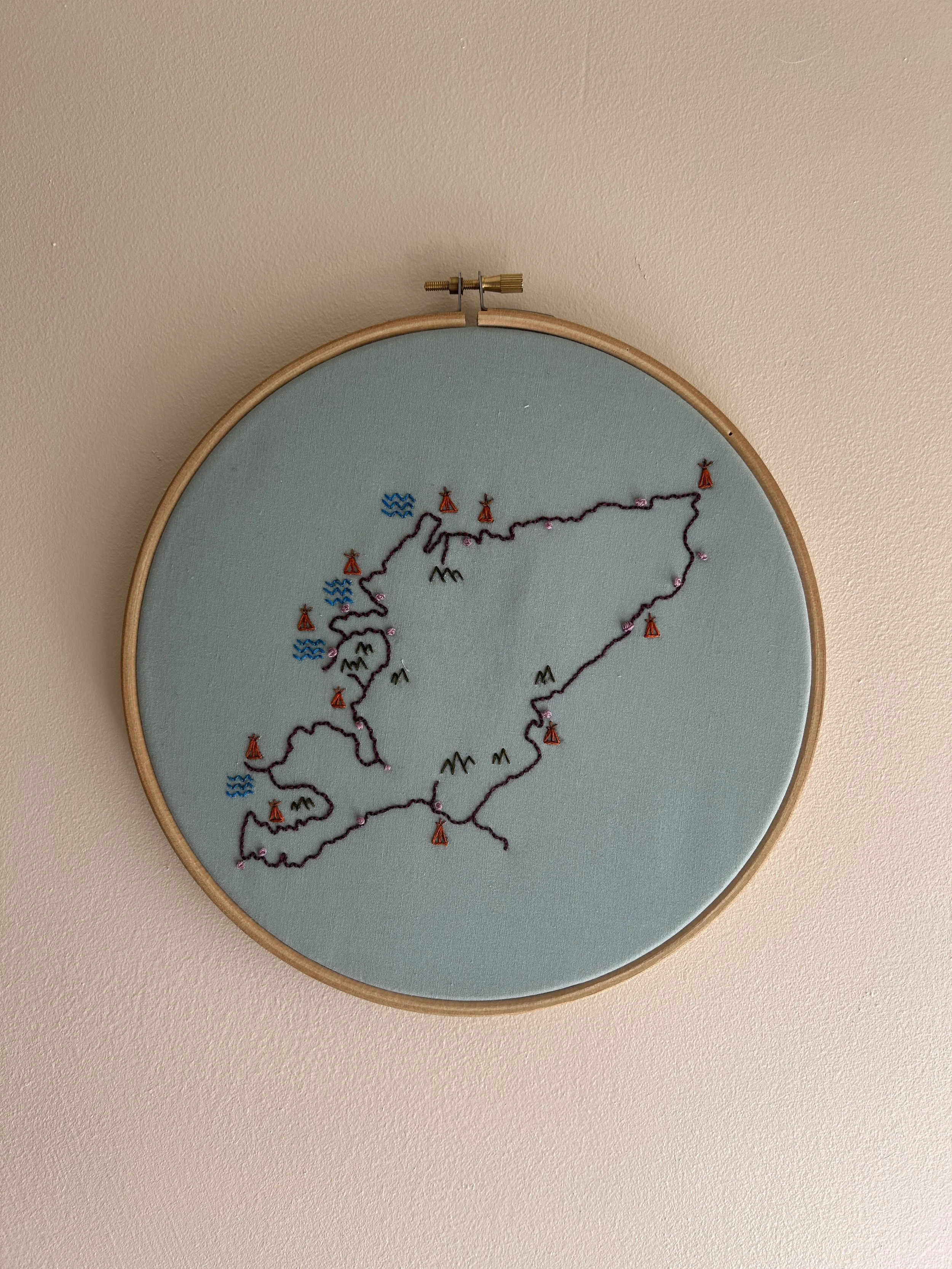 bespoke embroidery hoop with unique NC500 route