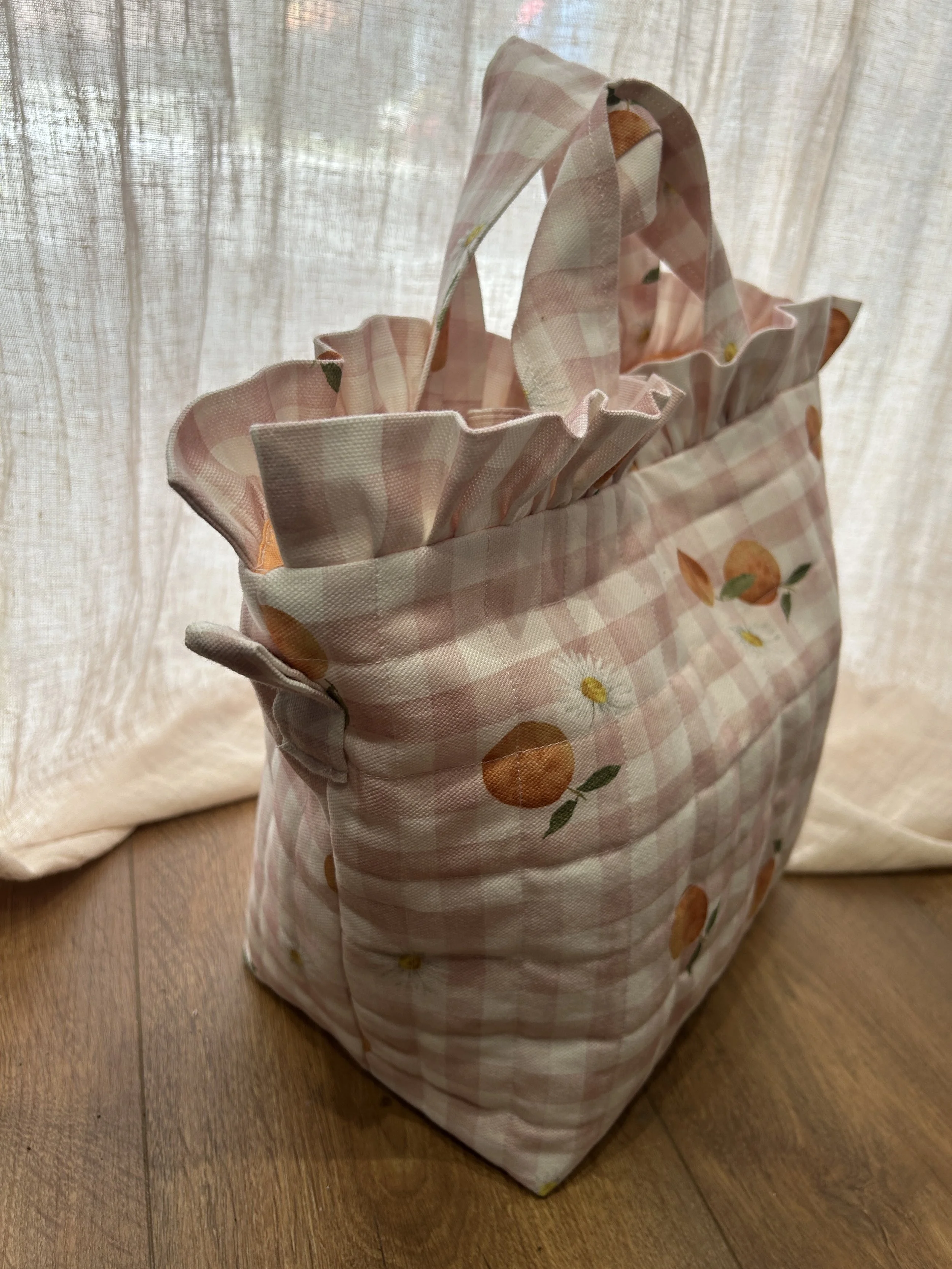 bespoke quilted picnic bag made from deadstock materials