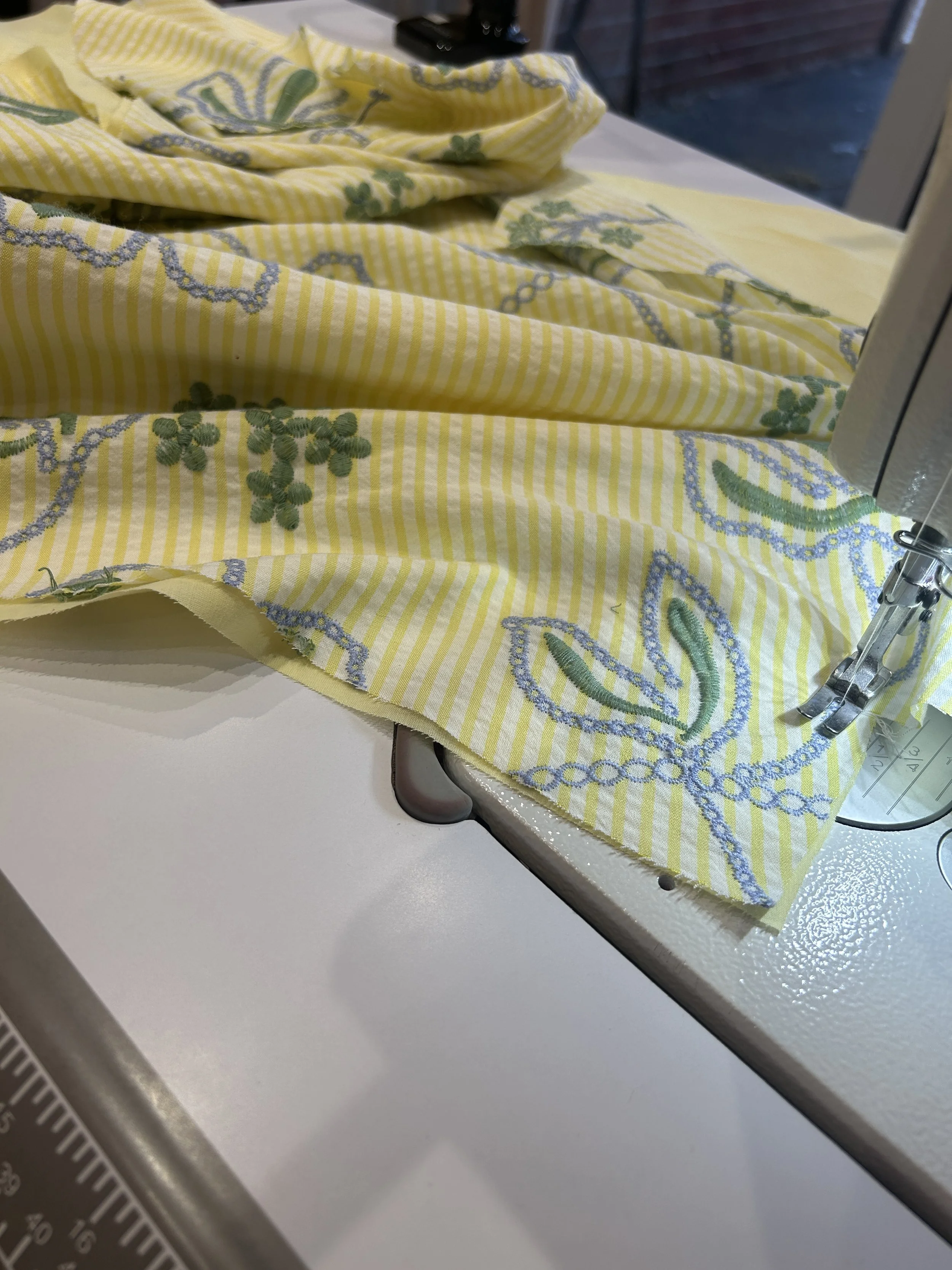creating a bespoke yellow embroidered dress