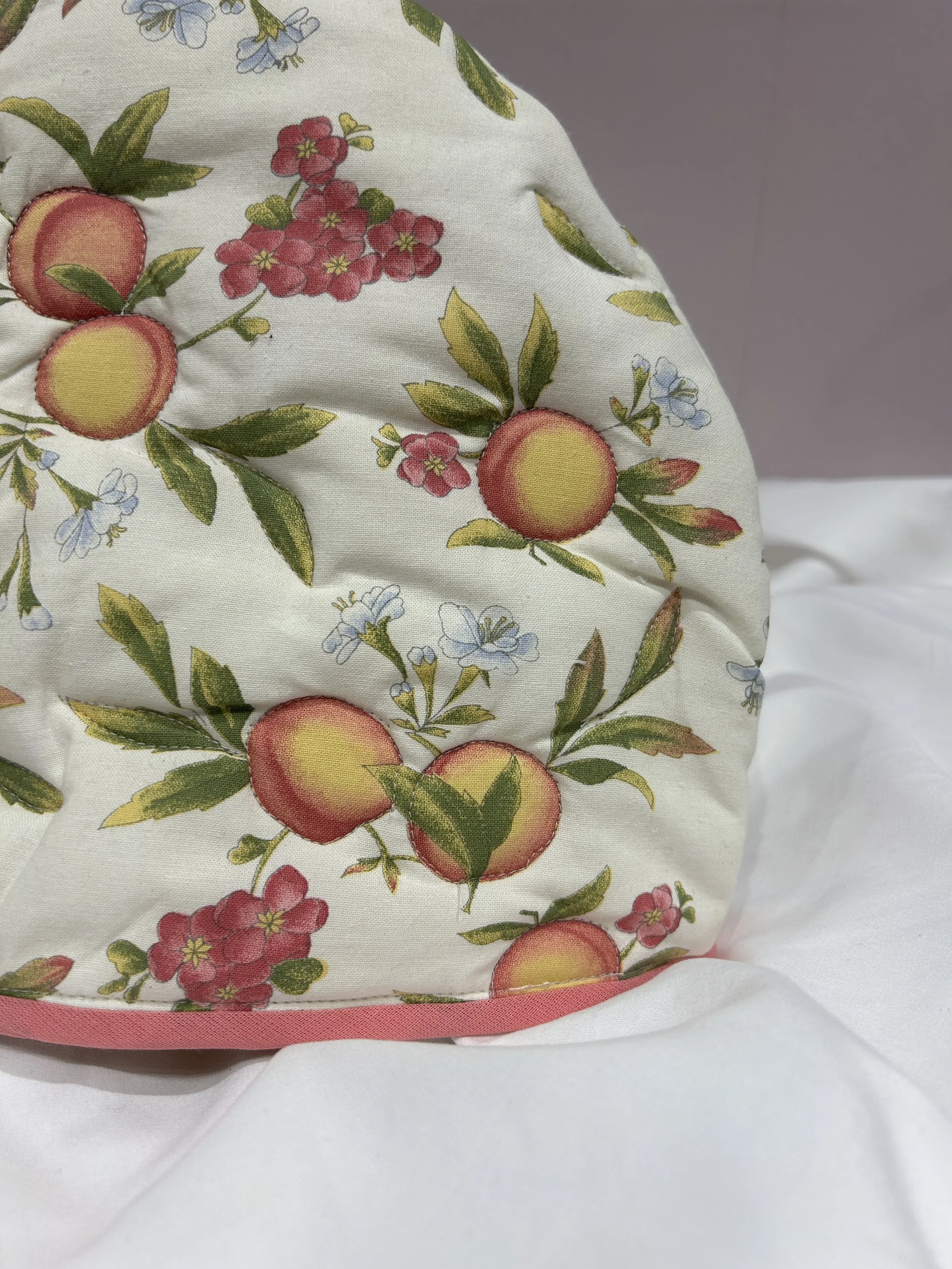 quilted tea cosy created out of unwanted table cloth