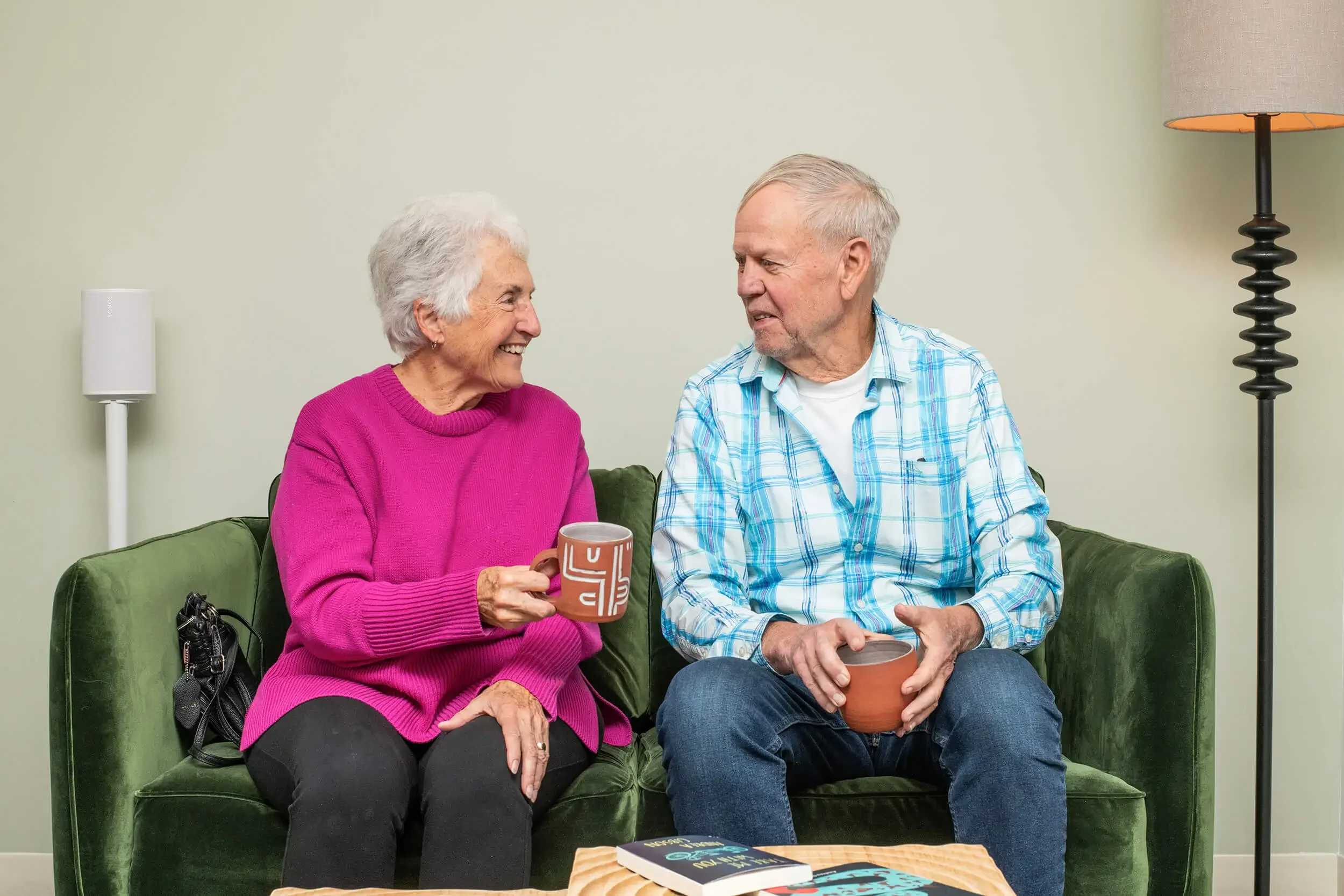 Elderly couple in waiting room on Zelena Medicine, acupuncture and holistic health clinic in Basalt, Colorado.