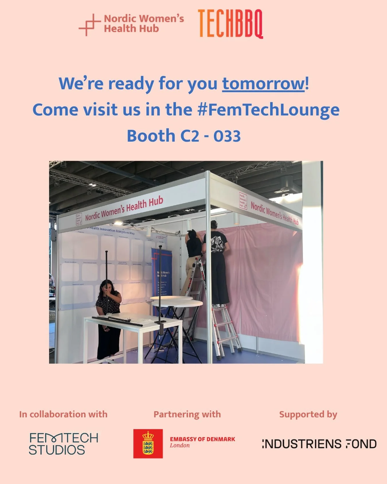 We are so ready to see you tomorrow! Visit the #FemTechLounge at TechBBQ at booth C2-033 ❤️&zwj;🔥

Three start-ups will be joining us tomorrow: @sulacare_ , Aida Oncology and SEESOO. You&rsquo;ll also have the opportunity to explore the UK landscape