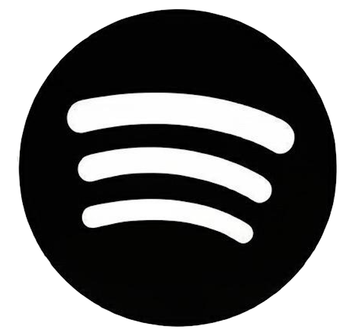 Black circle with white Spotify logo consisting of three curved lines.