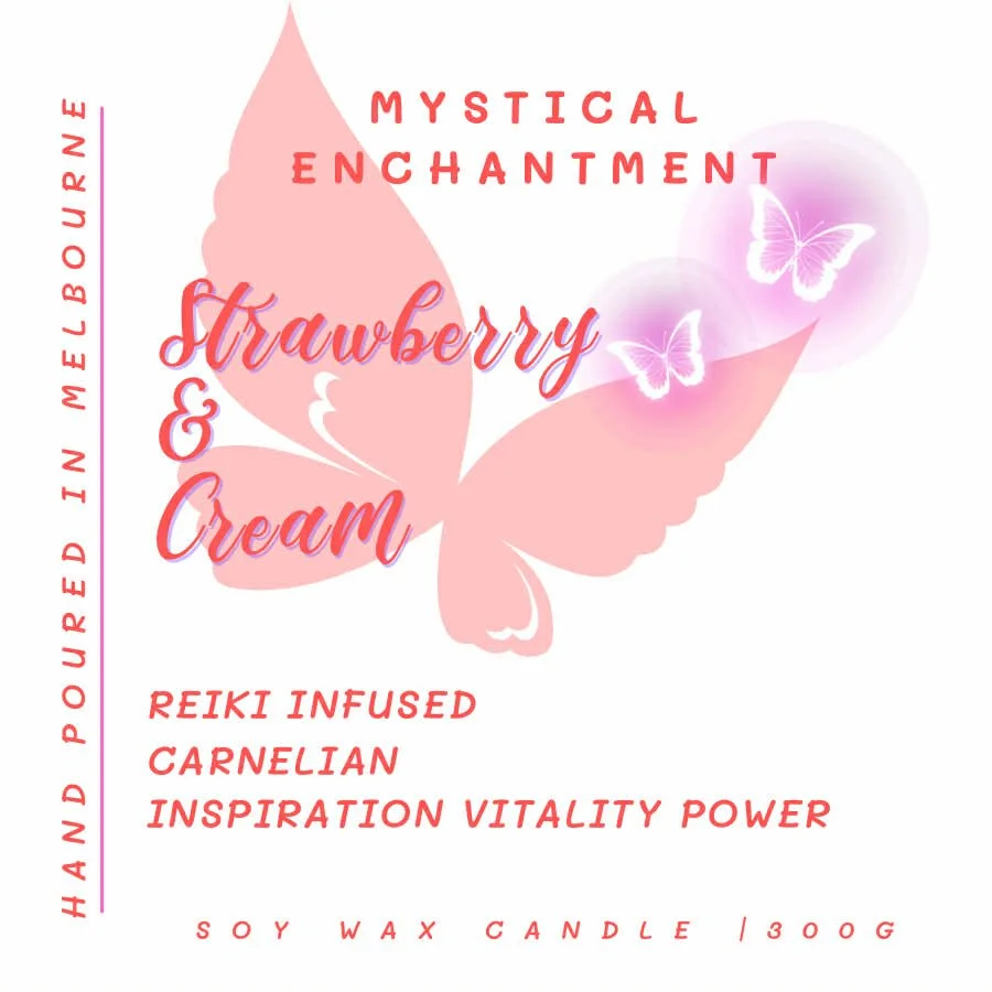 Strawberry Cream Scented Candle Reiki Infused 300 Grams