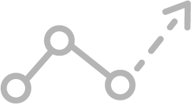 Line chart with three points connected by lines, showing an upward trend