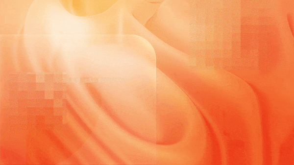 Abstract orange and peach-colored swirl pattern with pixelated sections.
