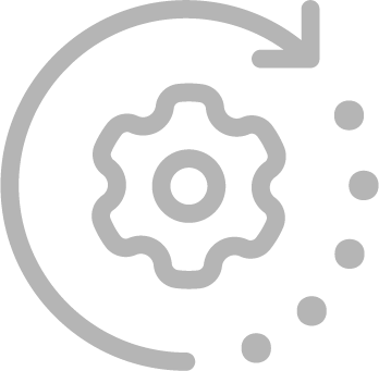 A gear icon inside a partial circular arrow, representing settings or system configuration.