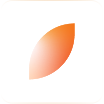 Simple graphic of an orange gradient leaf shape on a white background.