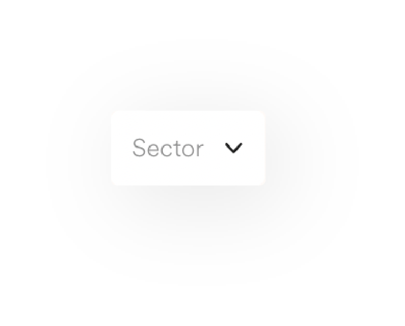 User interface element with a dropdown menu labeled 'Sector' and a downward arrow icon.