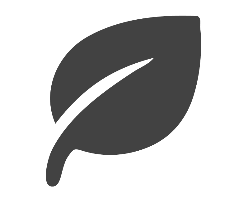 Black and gray leaf icon on a black background.
