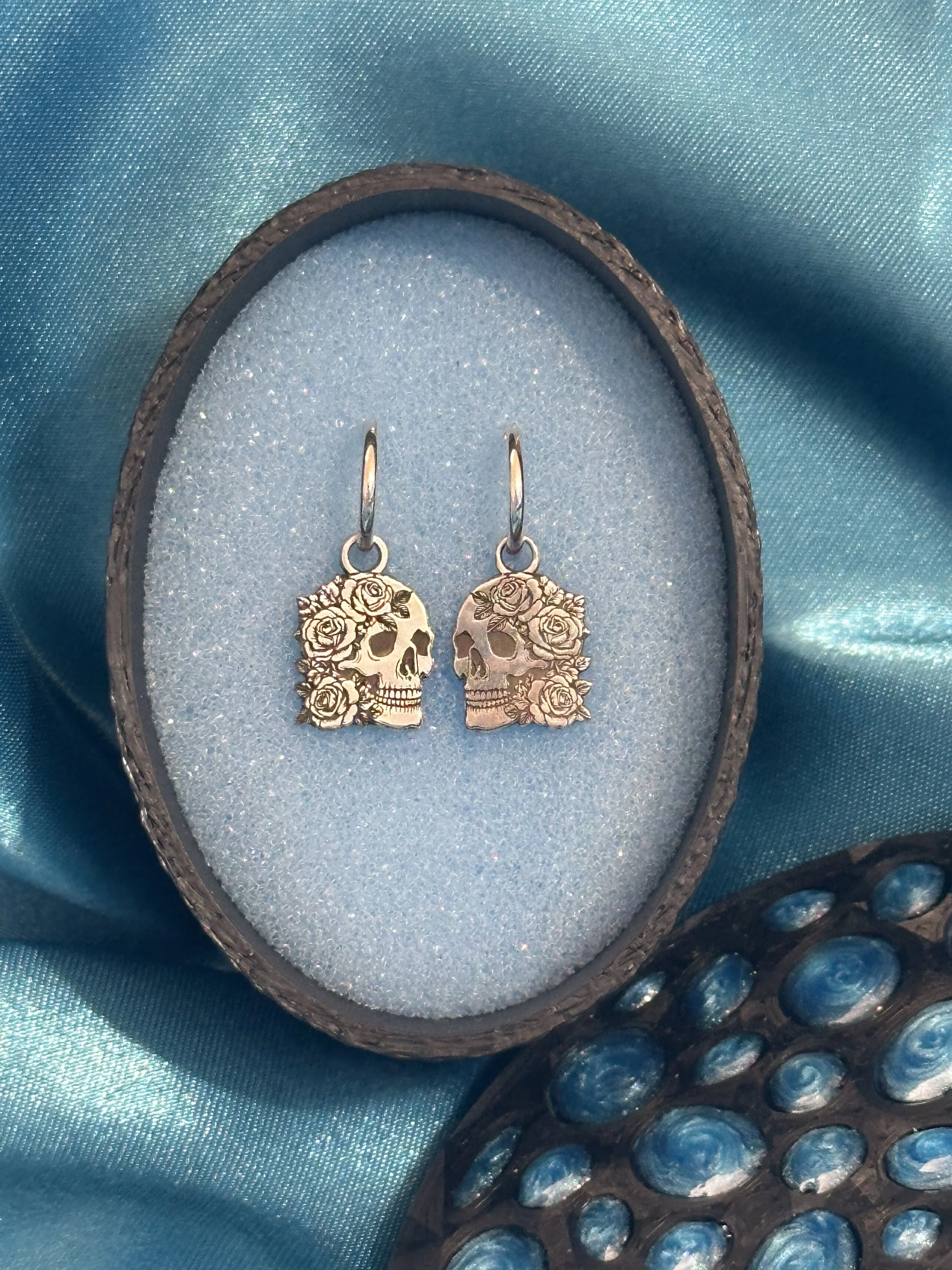 Skull and Roses Charm Huggies/Hoops