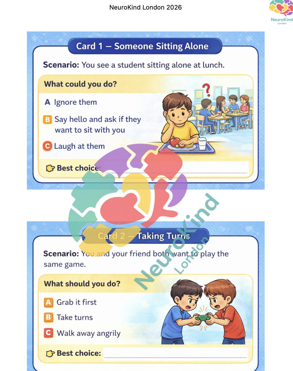 Friendship Scenario Cards – SEN Social Skills Resource (Pack of 8)