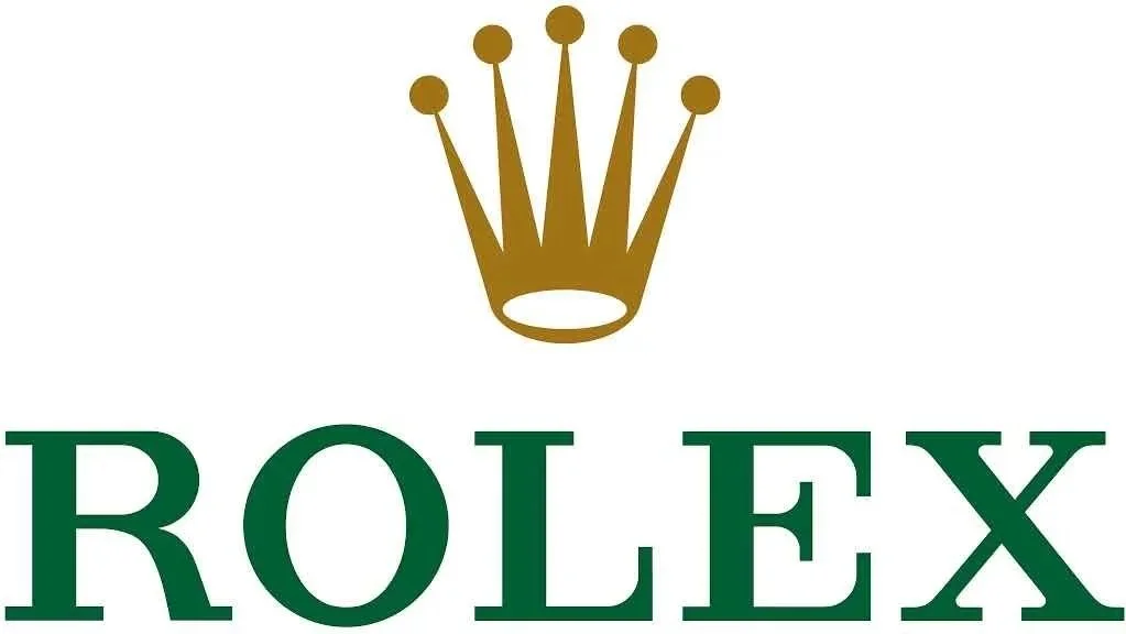 Logo featuring a gold crown and the word "ROLEX" in green text.