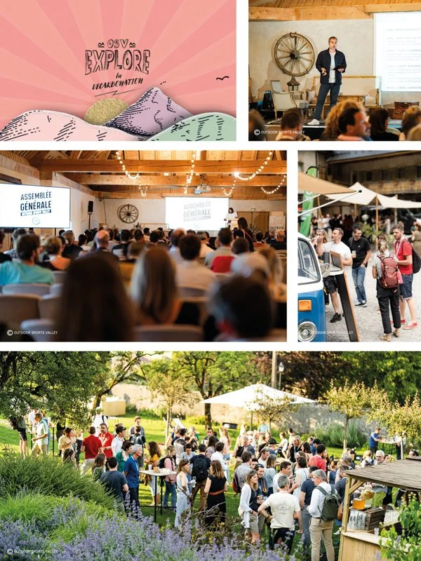 OUTDOOR SPORTS VALLEY - Création et organisation d'OSV EXPLORE, un évènement rythmé par des conférences, ateliers et moments conviviaux. 1ère édition : OSV EXPLORE la décarbonation / 500 personnes / À la Ferme de Gy / Sur 2 journées et 1 soirée.