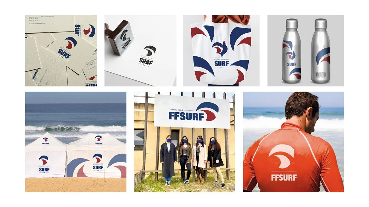 FÉDÉRATION FRANÇAISE DE SURF - Chef de projet de la refonte de leur identité visuelle. Livrables : benchmark et stratégie, moodboard, propositions graphiques, charte graphique officielle.