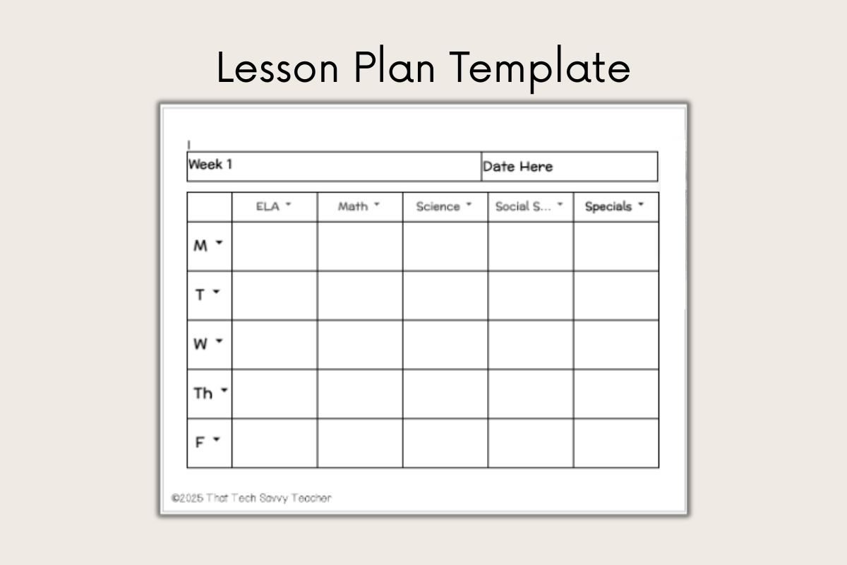 sample of editable lesson plan template