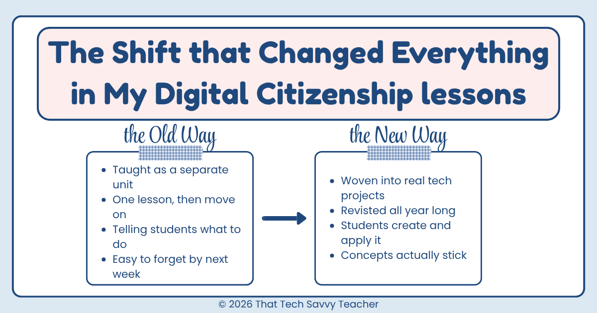 old way new way of teaching digital citizenship graphic