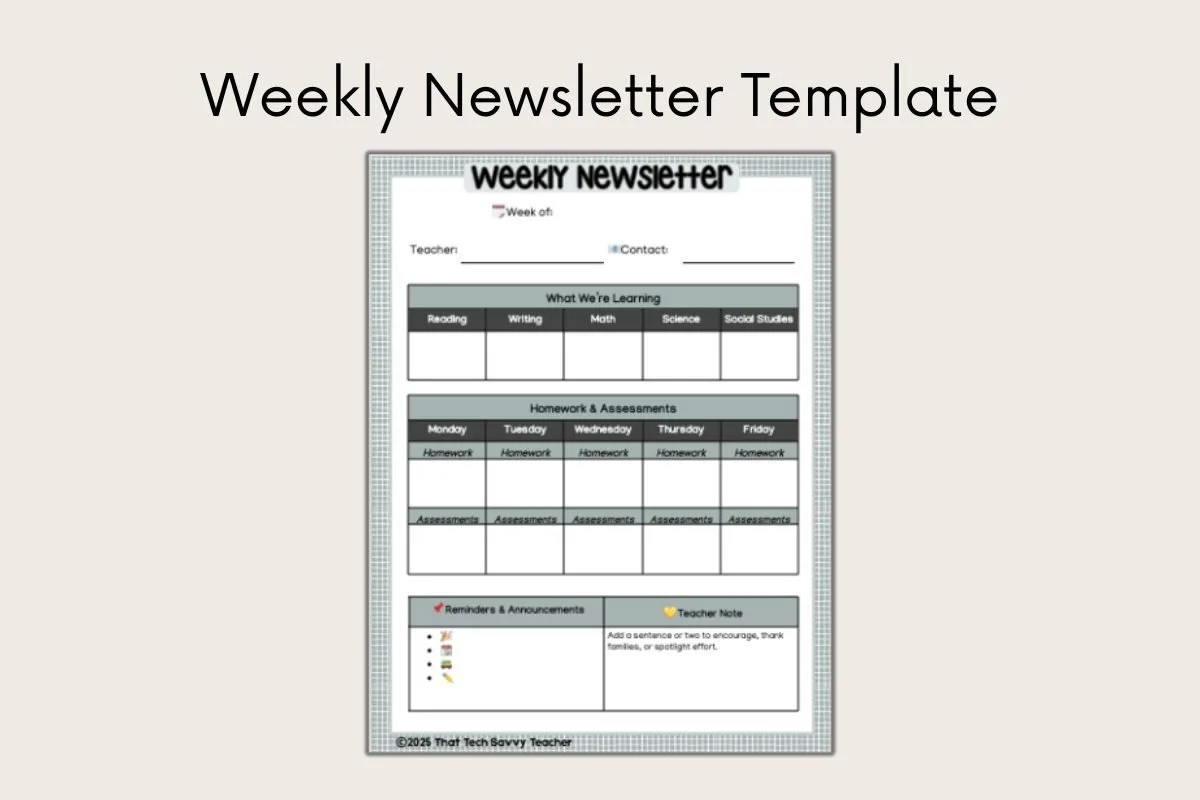sample of weekly newsletter template