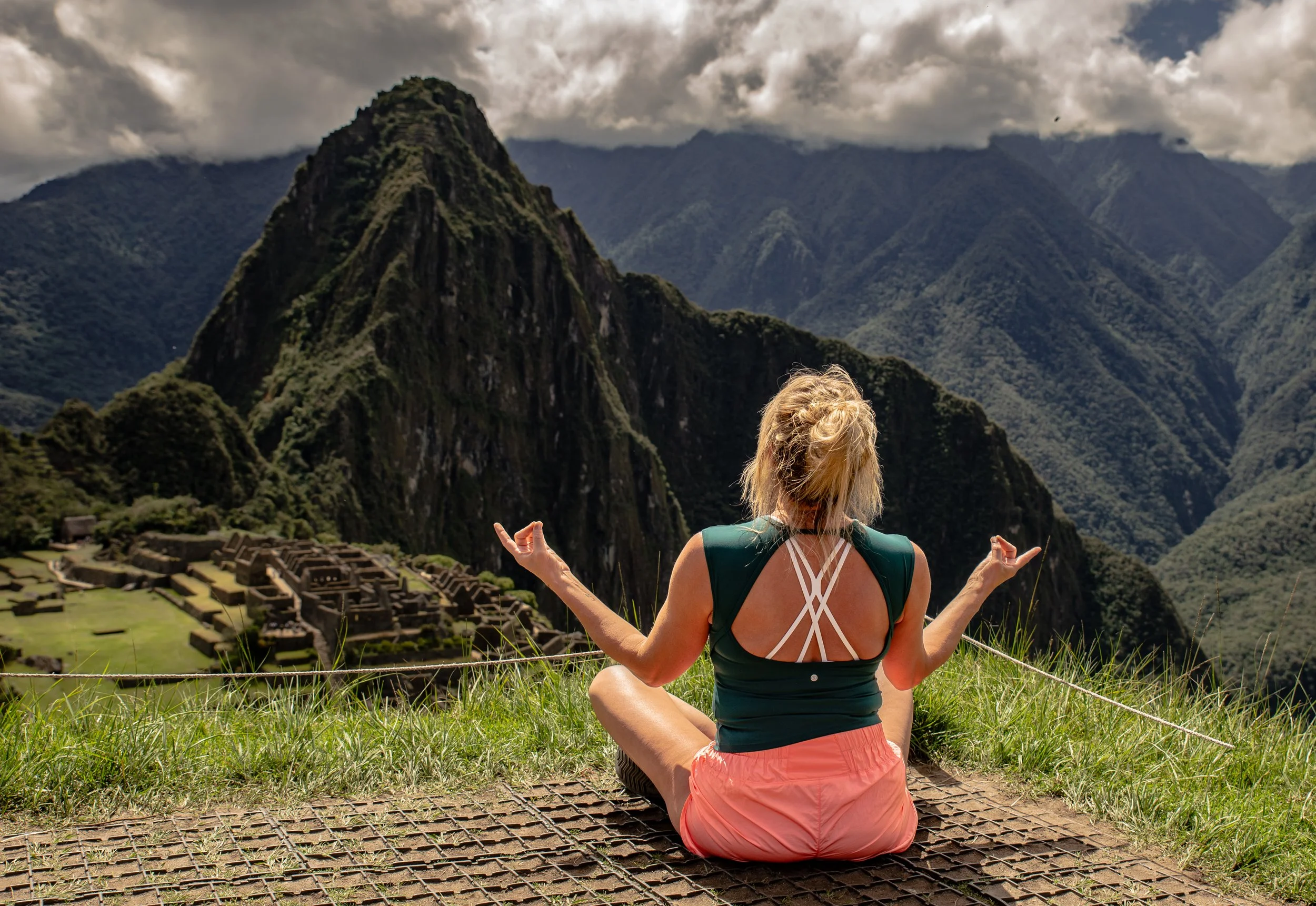 Yogai overlooking Machu Picchu Studio One Yoga Fit4travel Yoga Retrats In PERU