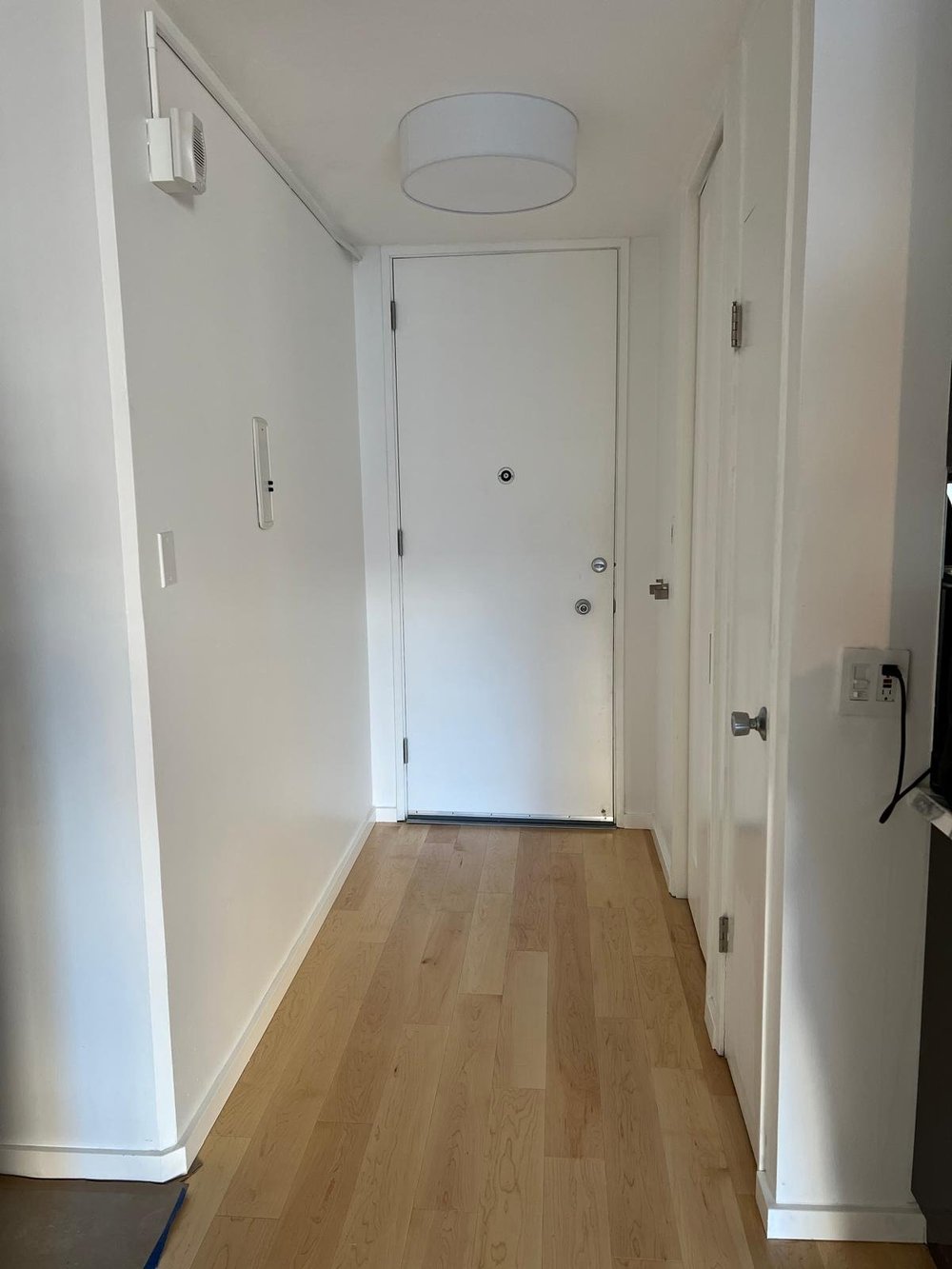 Entry hallway with new oak floors