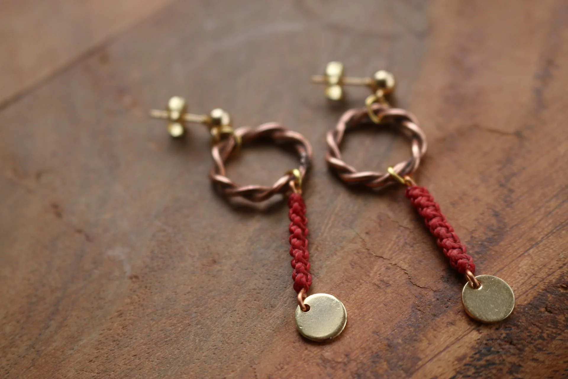Boho Makramee Kupfer Ohrringe