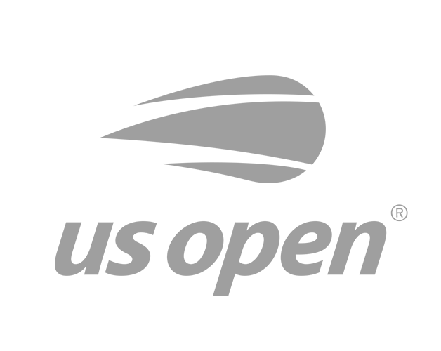 US Open logo with stylized tennis ball and text 'us open' on black background.
