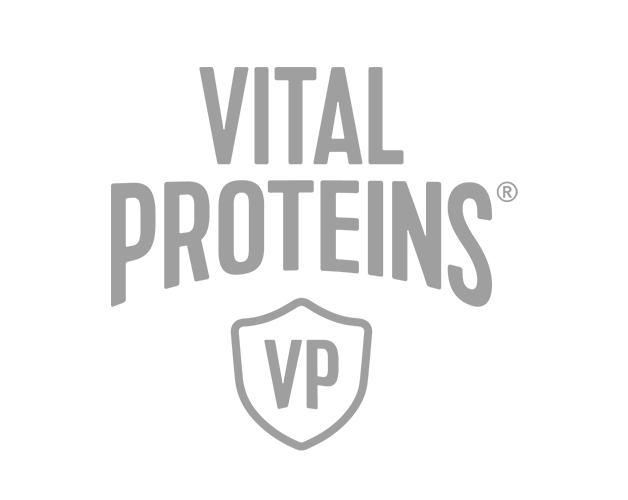 Logo for Vital Proteins with the text 'Vital Proteins' and a shield emblem with the initials 'VP' inside.