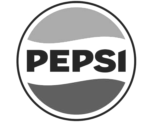 Black and white Pepsi logo with a globe and the word 'PEPSI' in the center.