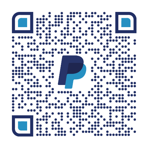 PayPal QR code with the PayPal logo in the center.
