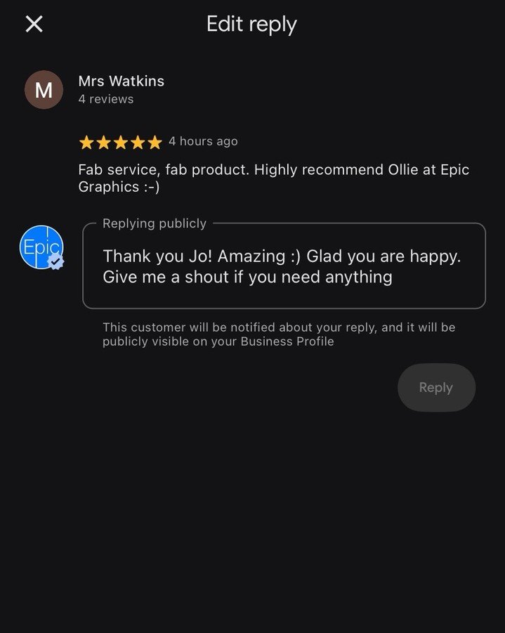⭐️⭐️⭐️⭐️⭐️

&ldquo;Fab service, fab product. Highly recommend Ollie at Epic Graphics.&rdquo;

Massive thank you to Totally Transporters for the amazing review 🙌

Reviews like this make a huge difference for small businesses &mdash; and we genuinely 