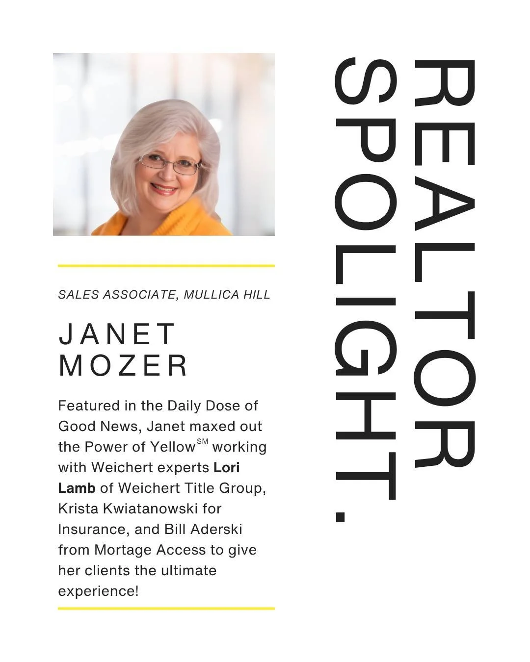 When one color brings an entire network together 💛

One Weichert agent embraced the power of yellow and it became a unifying thread&mdash;bringing together Weichert experts across the board to support her client in a meaningful way.

Recently featur