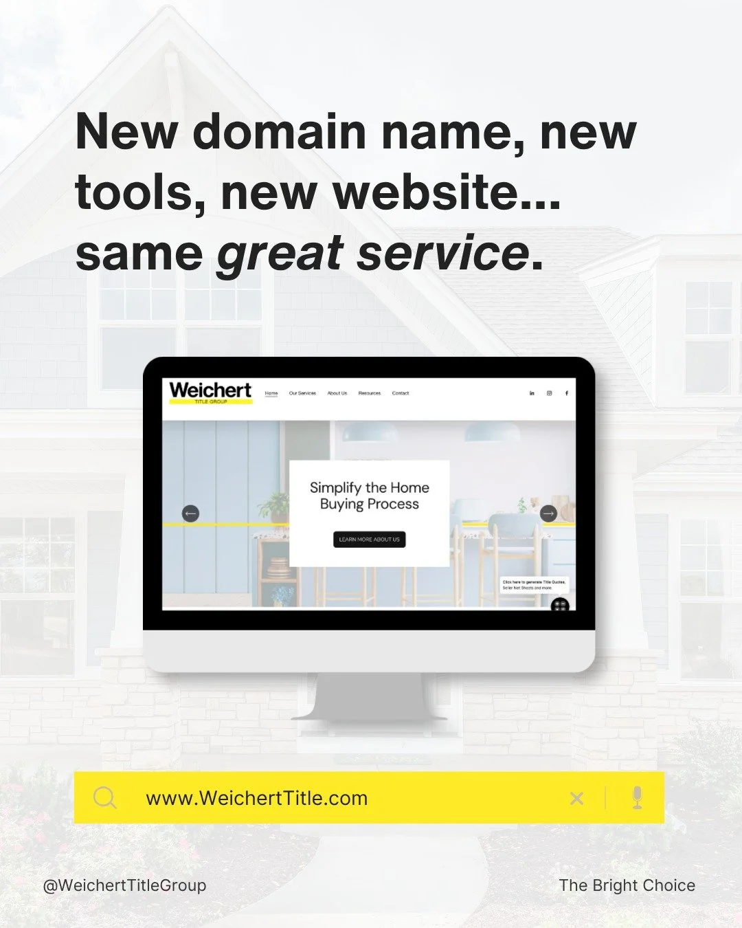 It&rsquo;s here! 

We&rsquo;re excited to introduce the new Weichert Title Group website, designed to make doing business easier, faster, and more seamless for YOU! 

One of our favorite new features? TitleCapture, an instant quoting tool that helps 