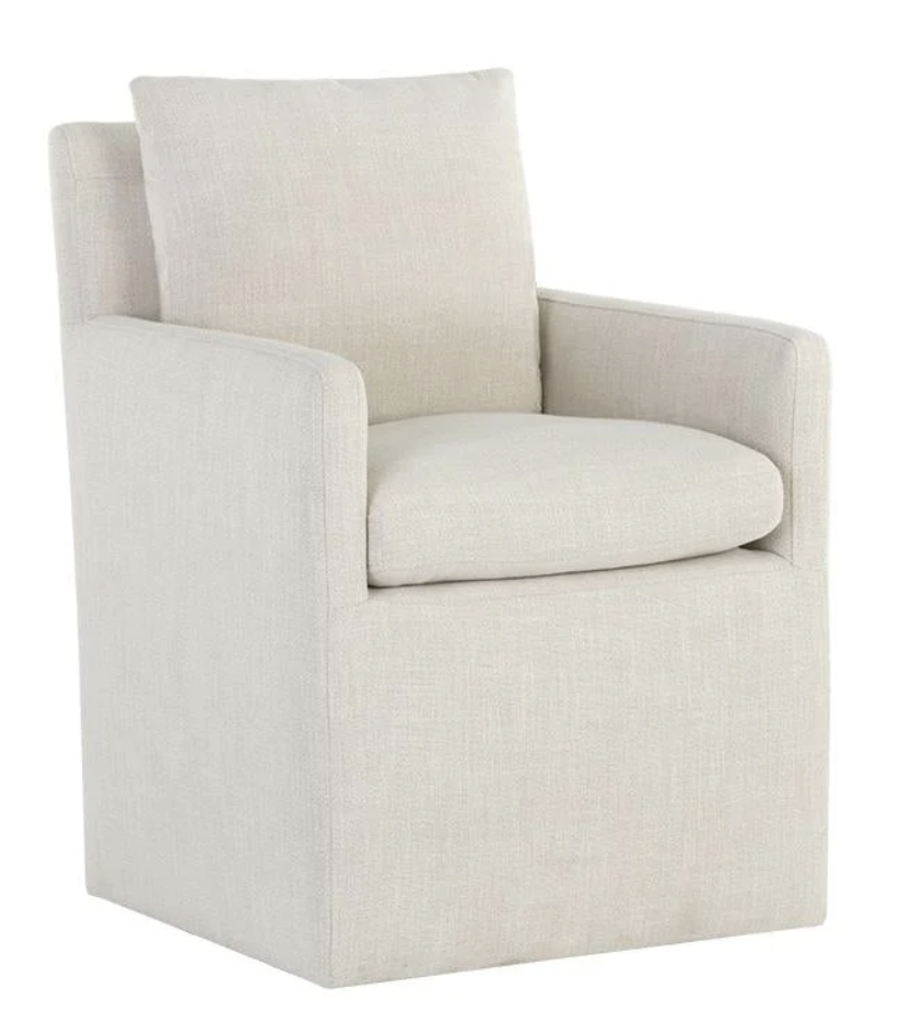Glenrose Wheeled Dining Armchair - Effie Linen