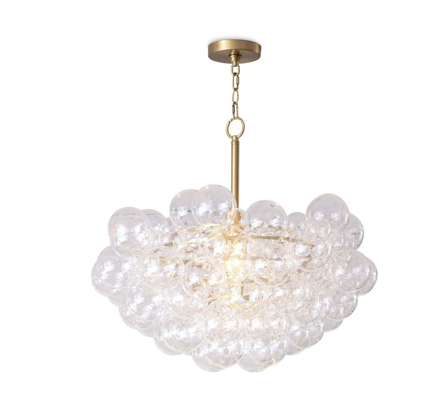 Bubbles Chandelier, Clear, Natural Brass