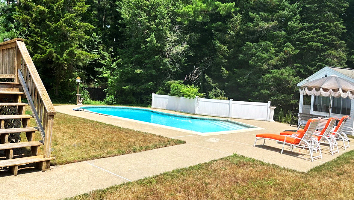 Gunite in-ground pool opened in 2025 at 63 Reed Street Hanson MA home for sale