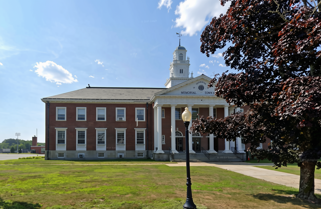 Wareham Memorial Town Hall in Wareham, Massachusetts, home to the town's municipal offices and a historic landmark in the community.