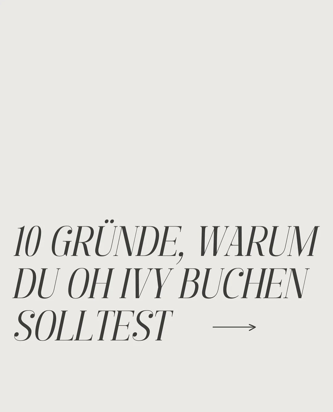 10 gute Gr&uuml;nde f&uuml;r dein n&auml;chstes Shooting im Oh Ivy Studio:

Tageslicht von morgens bis abends.
Nur 30 Minuten von M&uuml;nchen, mit Parkplatz direkt vor der T&uuml;r.
Online buchbar in wenigen Klicks.
Exklusiv &amp; ruhig &ndash; 100 